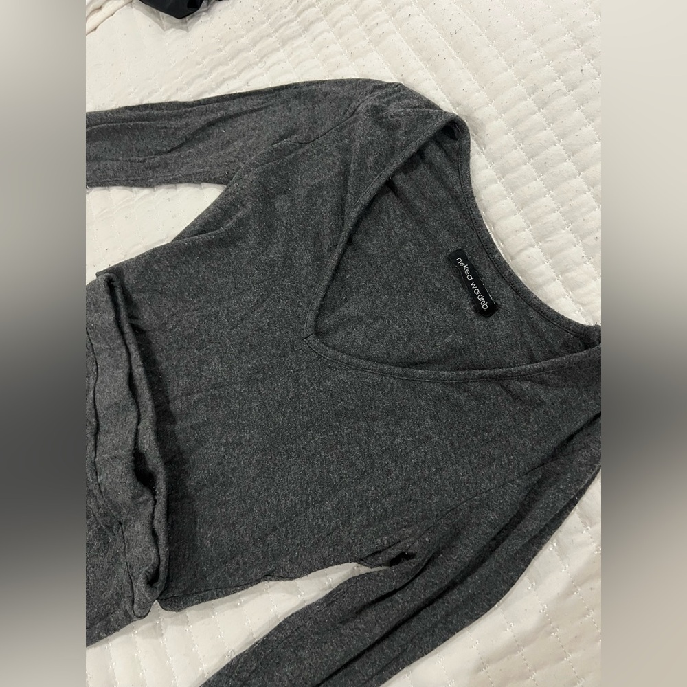 Charcoal Gray Long Sleeve Top